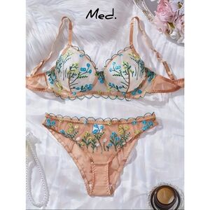 Floral sheer bra & panties sets, price each